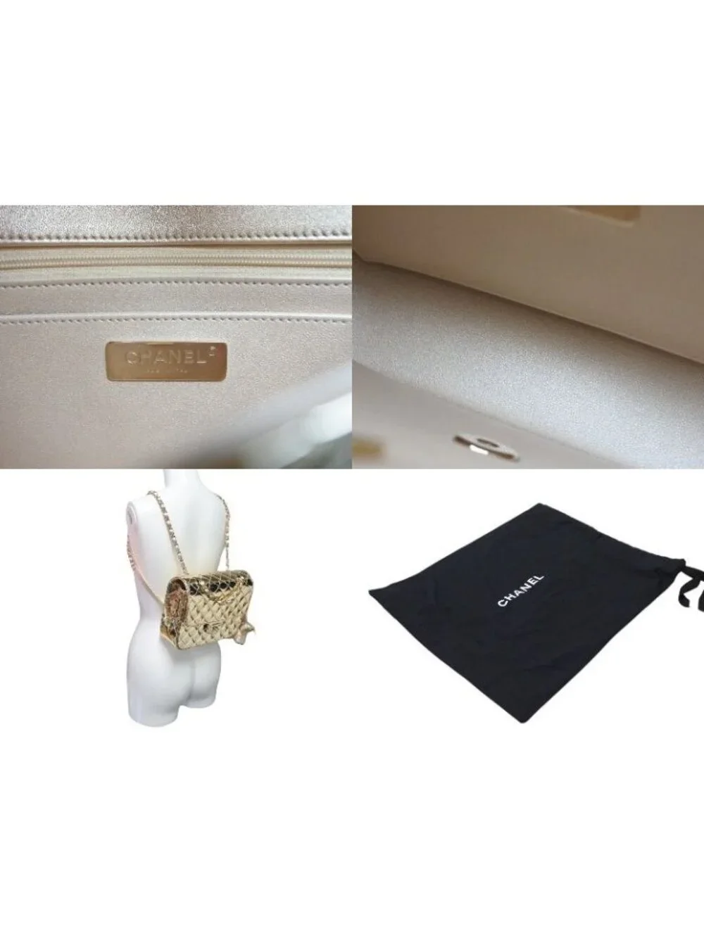 Chanel Quilted Patent Leather Chain Backpack Gold Random Plate